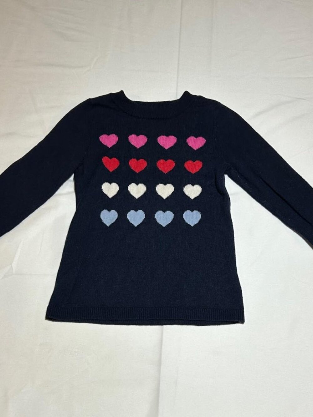 Gap Girls 18-24 Months Navy Blue Hearts Long Sleeve Sweater Dress Love